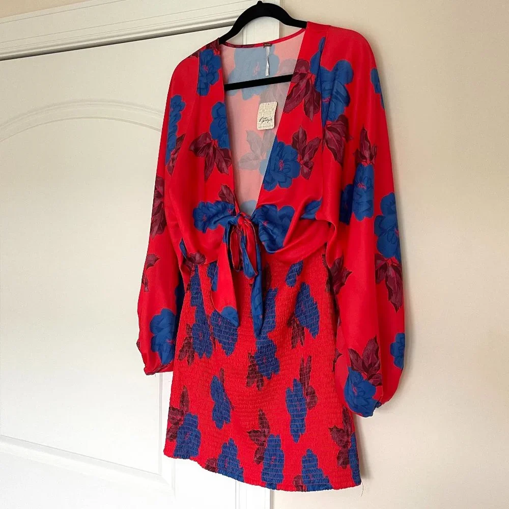 *NWT* Free People Cassie Mini Dress in Cherry Combo - Picture 4 of 7
